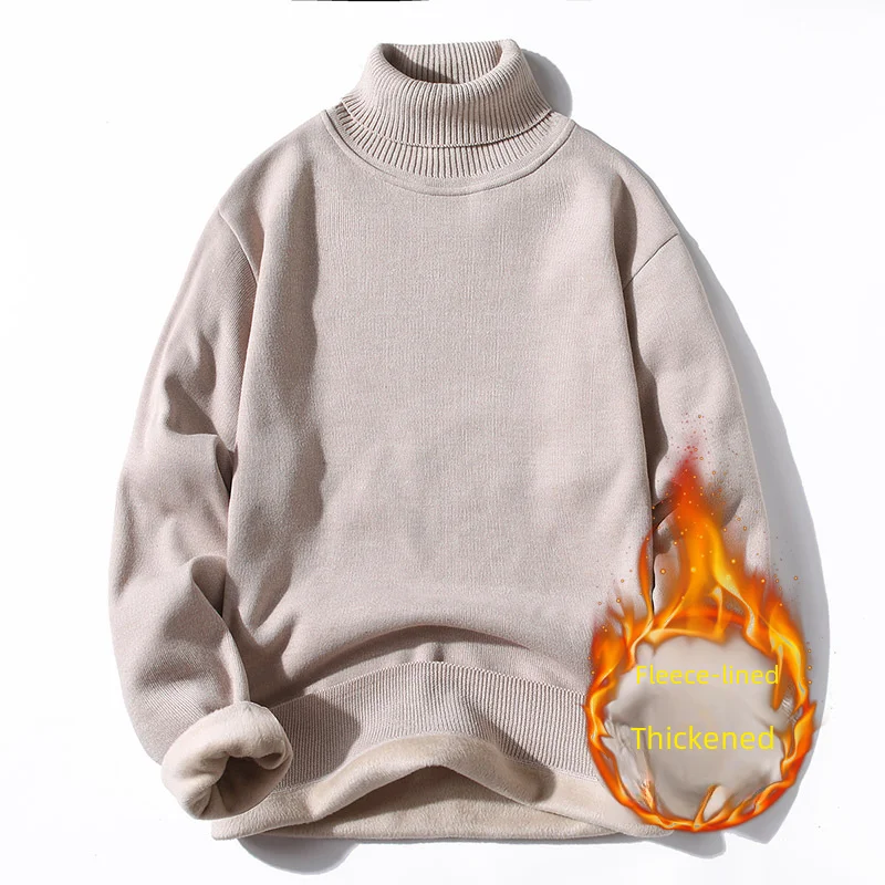 Riolio  Autumn and Winter Half Polo Turtle Neck Sweater Men's Korean Style Loose Fit Color Medium Neck Knitting Base Layer Top Sleeve