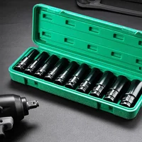 1/2 นิ้วไดรฟ์ 6 จุด Impact SOCKET ชุด 10 ชิ้นขนาดเมตริก 8-24 M/10-24 มม.เหล็กคาร์บอนซ็อกเก็ตผลกระทบชุด Hard Storage กล่อง 1