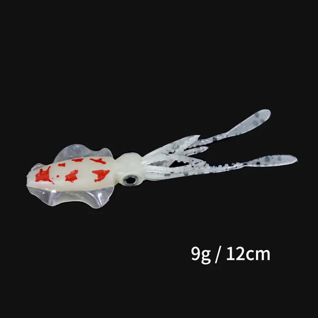 ORJD Trolling Lure Soft Squid Lure 7g 15g 20g 60g Luminous UV Squid Jig For Sea Fishing Boat Fishing Wobbler Bait For Snapper 9G 12CM NO HOOK