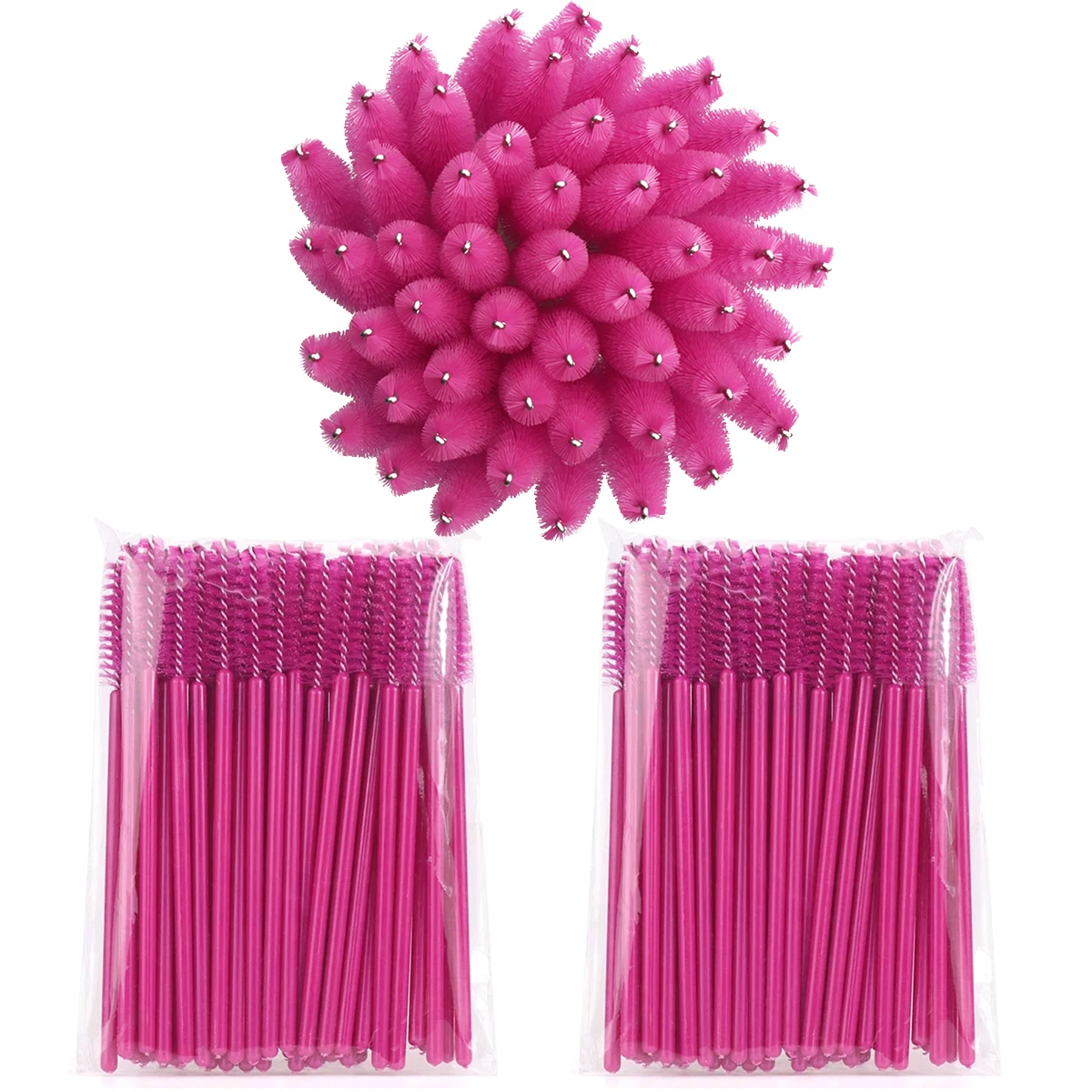 100PCS 속눈썹 브러쉬 일회용 마스카라 완드 애플리케이터 스풀리 메이크업 브러쉬 눈 속눈썹 화장품 브러쉬 속눈썹 연장 도구