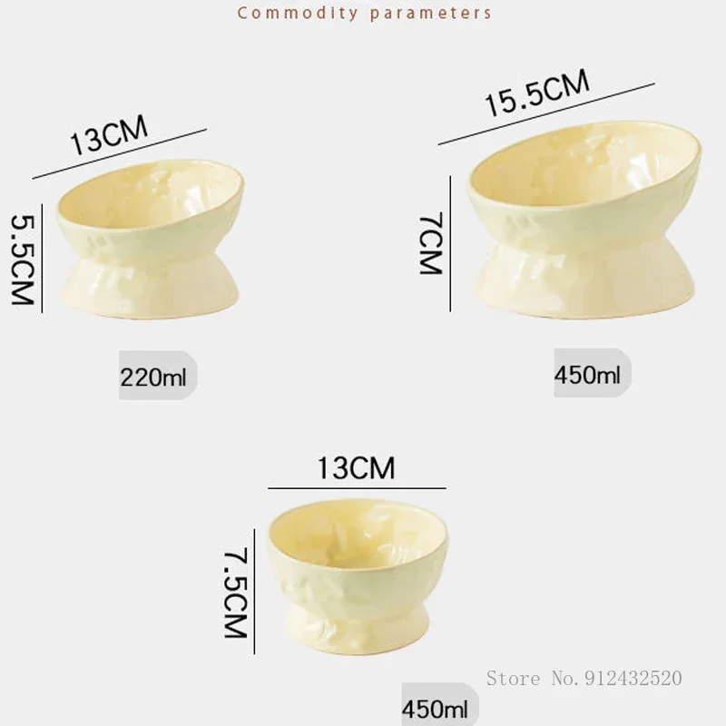 Creative 13 / 15cm Large-diameter Ceramic Dog Drinking Water Eating Neck Protection Anti Overturning High Foot Inclined Cat Bowl