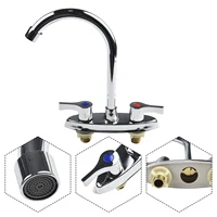 Brass Double Hole Kitchen Faucet Double Handles Rotary Hot And Cold Basin Sink Mixer Tap Kitchen Bathroom Accessories 1