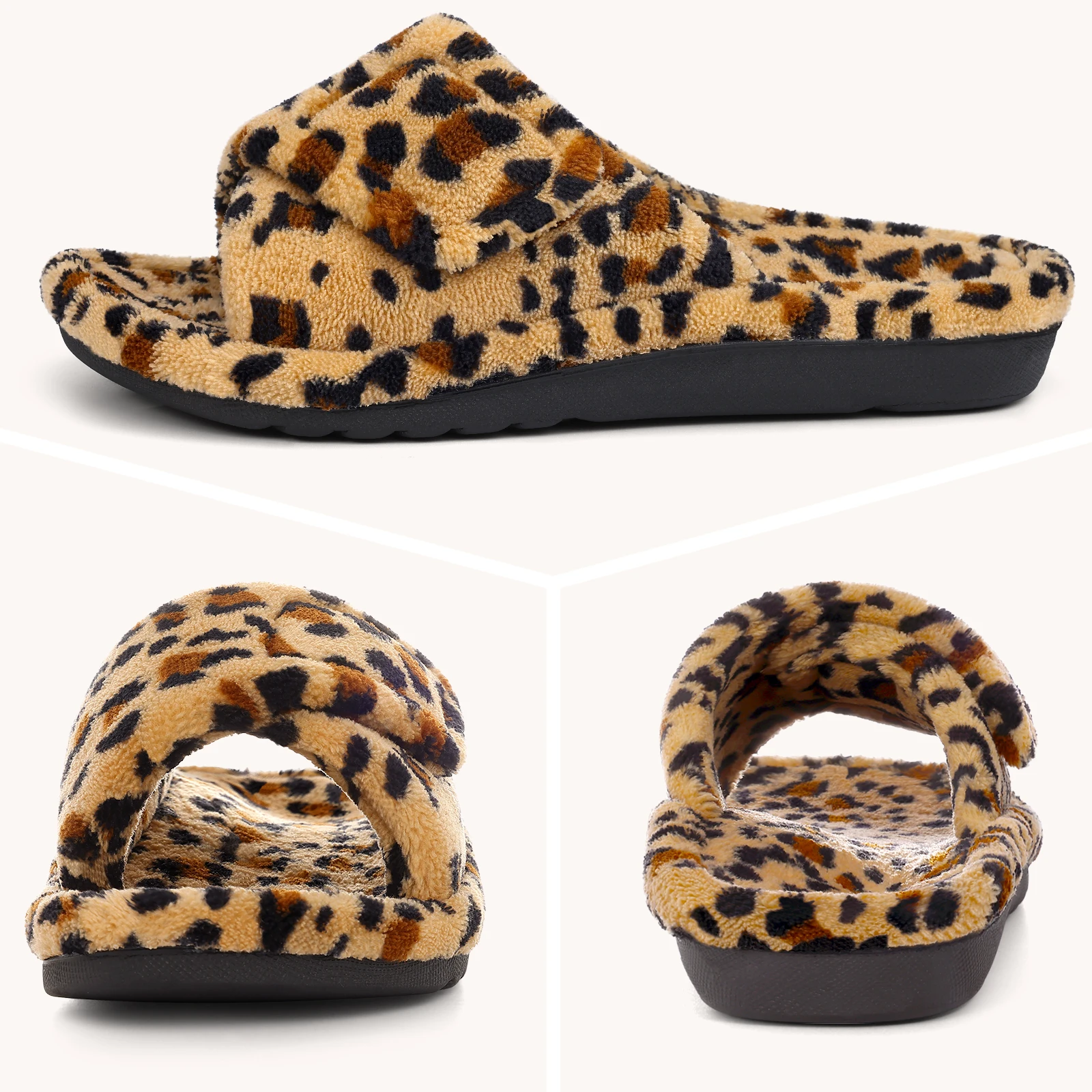 Leopard Print Fur Women Indoor Outdoor Slippers