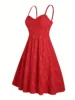 Plus-size Women Elegant Flower Lace Cocktail Dress Cute Sweetheart Neck Tie-shoulder Swing Party Dress
