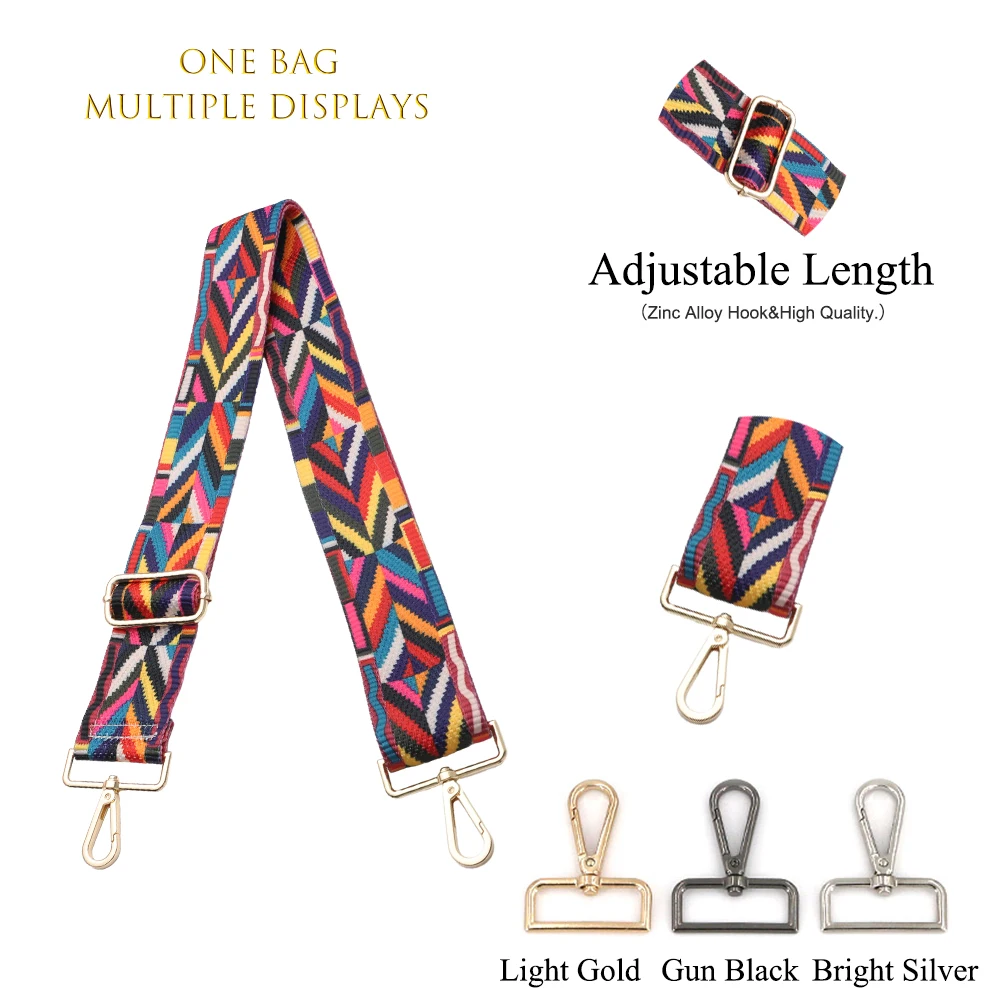

Shoulder Strap 5CM Widening And Thickening Adjustable Ethnic Style Colour Jacquard Weave Single Shoulder Expansion Band Bag Belt