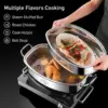 Stainless Steel Fish Steamer - Multi-Use Square Steaming Cookware with Rack, Ceramic Plate, Chuck, Oven Mitts - Sto 5