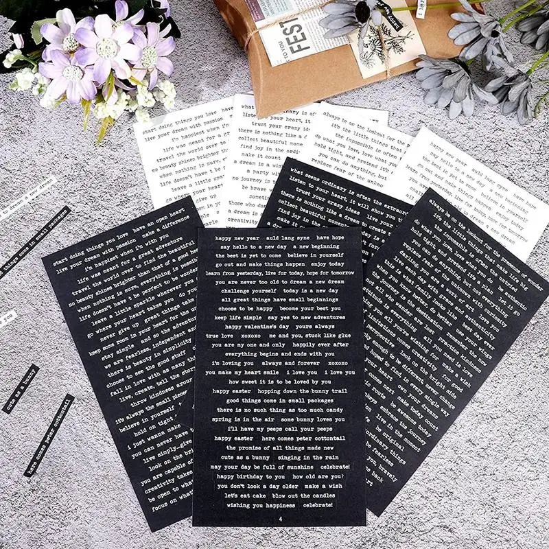 Small Talk Stickers 8 Sheets Decorative Journaling Scrapbooking Supplies Kit DIY Crafts Retro Vintage Words Phrases Aesthetic