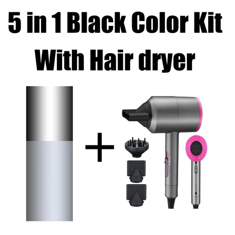 5 In 1 Kit Hair Dryer Hair Comb Negative Ion Straightener Brush Blow Dryer Air Brush Curling Wand Detachable Brush Kit