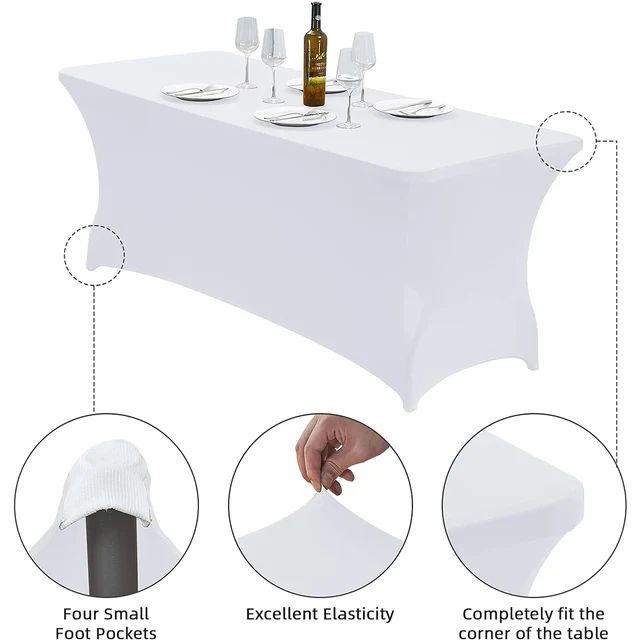 Spandex Rectangle Table Cloth Lycra, Washable and Wrinkle Resistant Table Cover Fitted for Event, Wedding Banquet Party 3