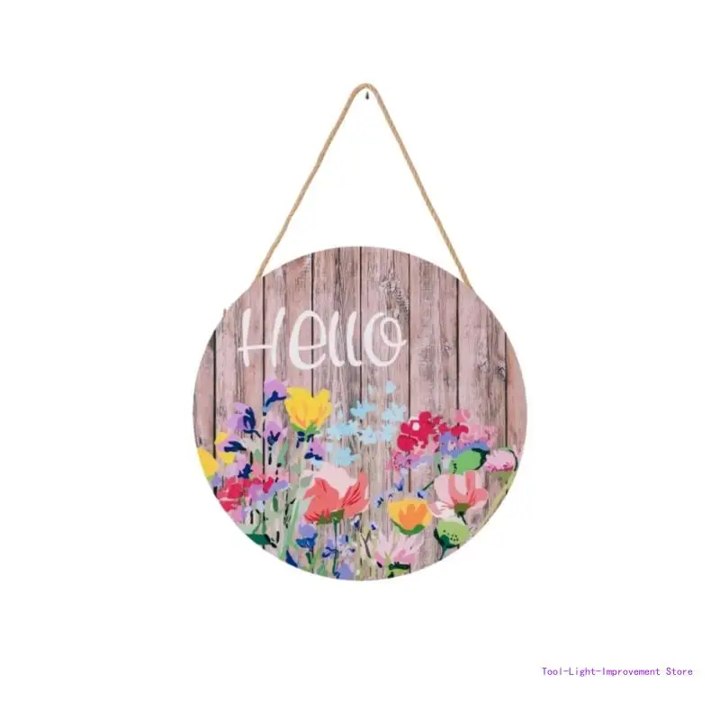 

C63E Hello Welcome Sign Цветочная печать Подвески Подвесные крепления для дверей