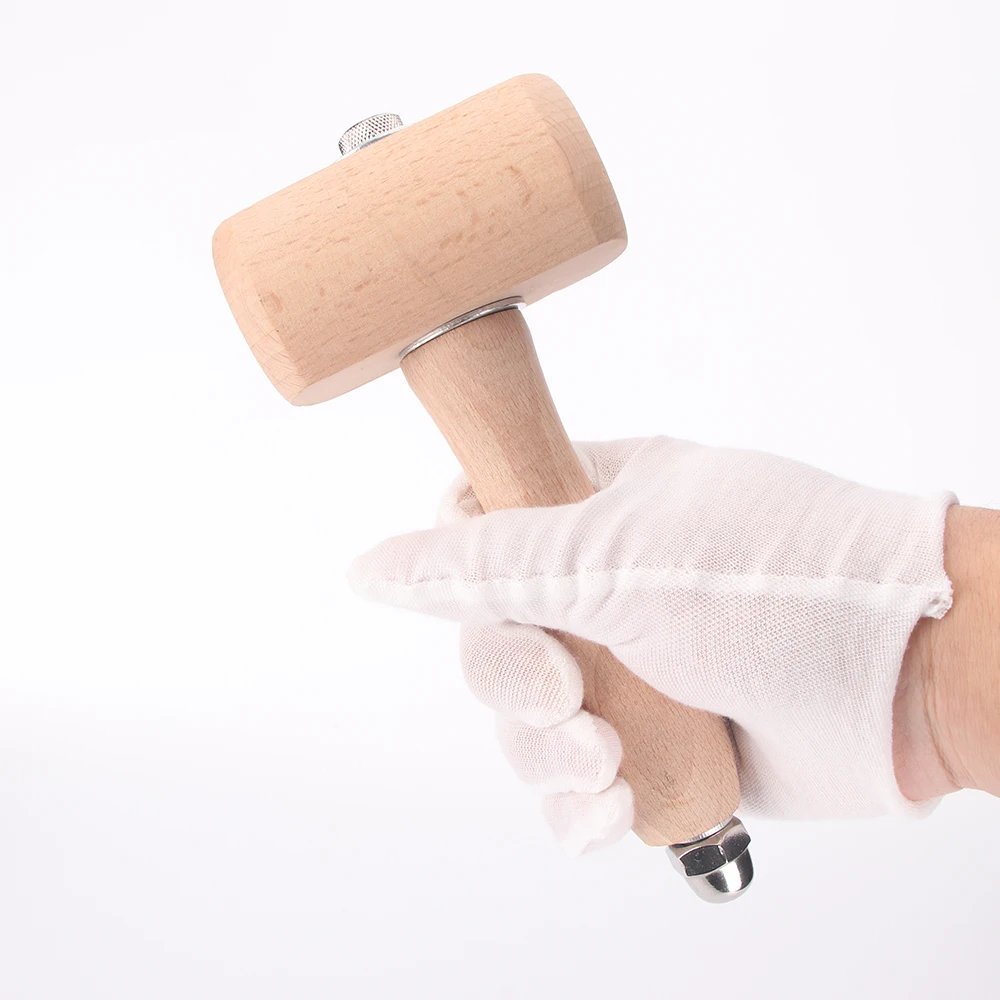 Leather Carving Hammer QJH Leather DIY Beech Round Hammer T Hammer Hardwood Wood Carving Leather Carving Log Hole Punching Printing