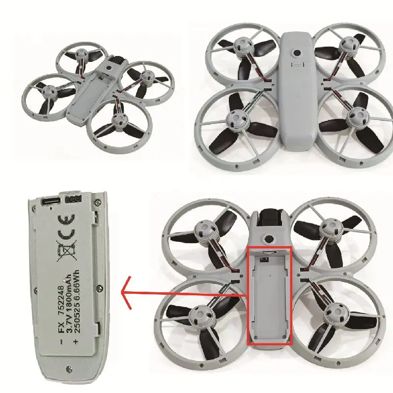 Batterie LiPo Drone 3.7V 1800mAh FX752248 - Lot de 1/2/3