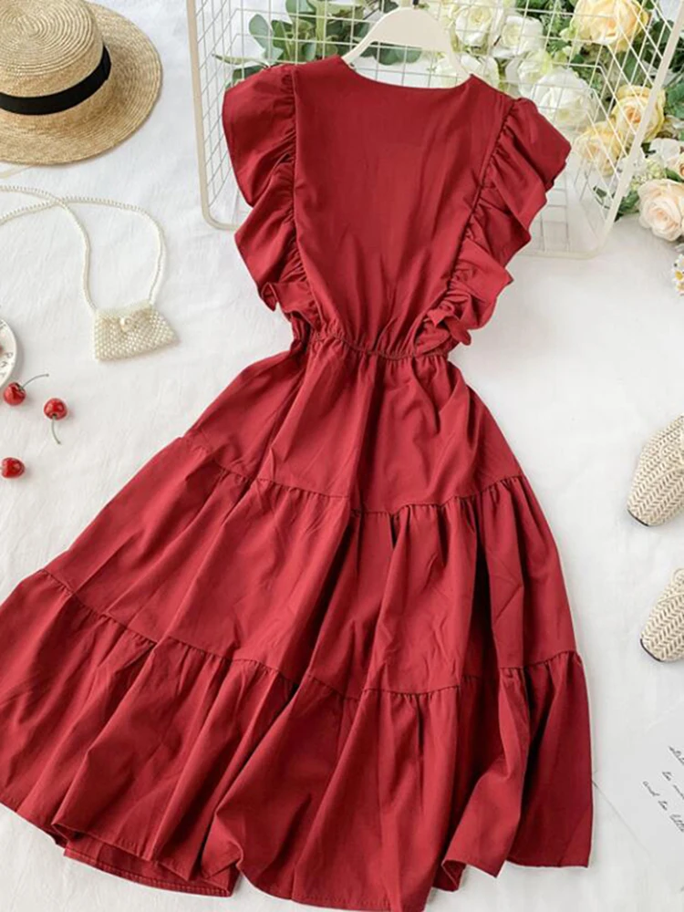 chinese dress ladies Summer A-LINE Dress Casual Solid V-Neck High Waist Solid Color Dresses for  Women at Amazon Women's Clothing store
