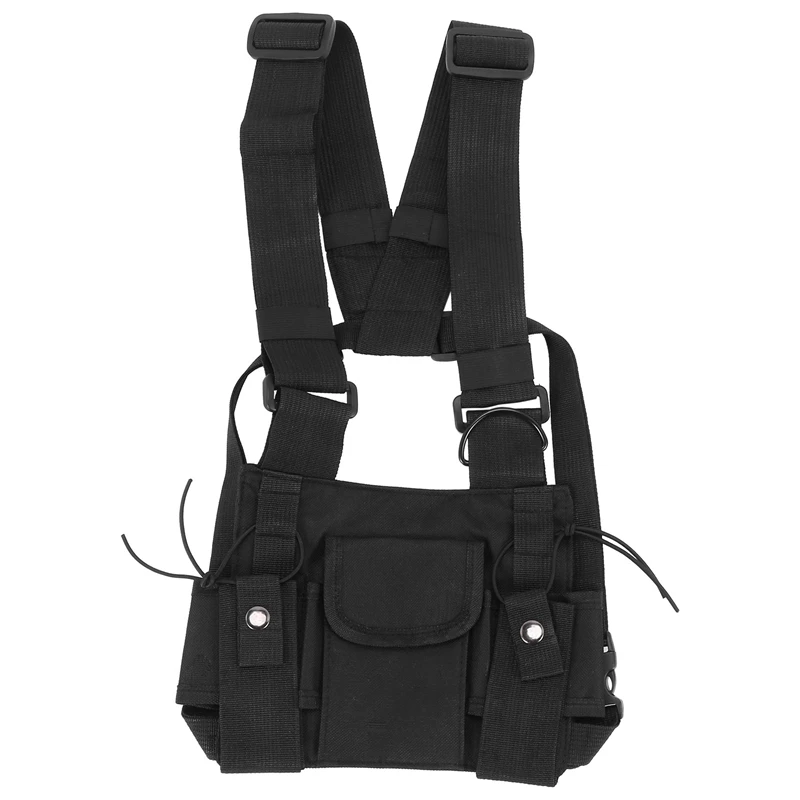 

Radios Pocket Radio Chest Harness Chest Front Pack Pouch Holster Vest Rig Carry Case For 2 Way Radio Walkie Talkie For Baofeng U