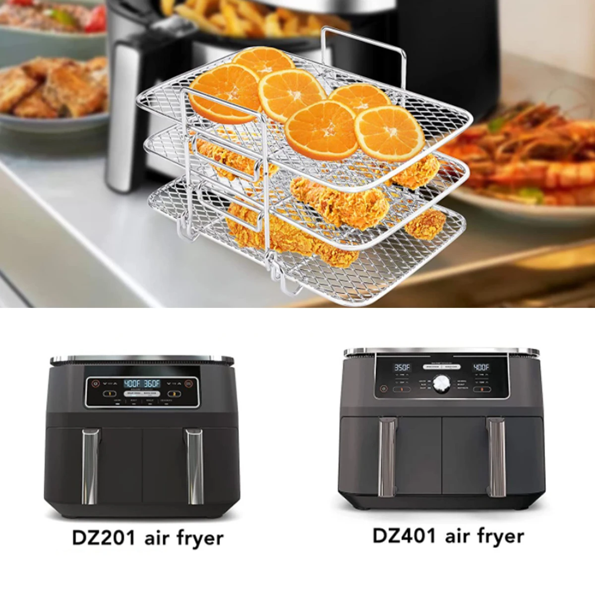 3-Layer Stainless Steel Air Fryer Racks Accessories