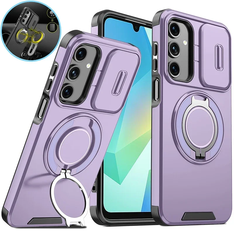 Premium Magnetic Phone Case with Ring Stand and Camera Protection