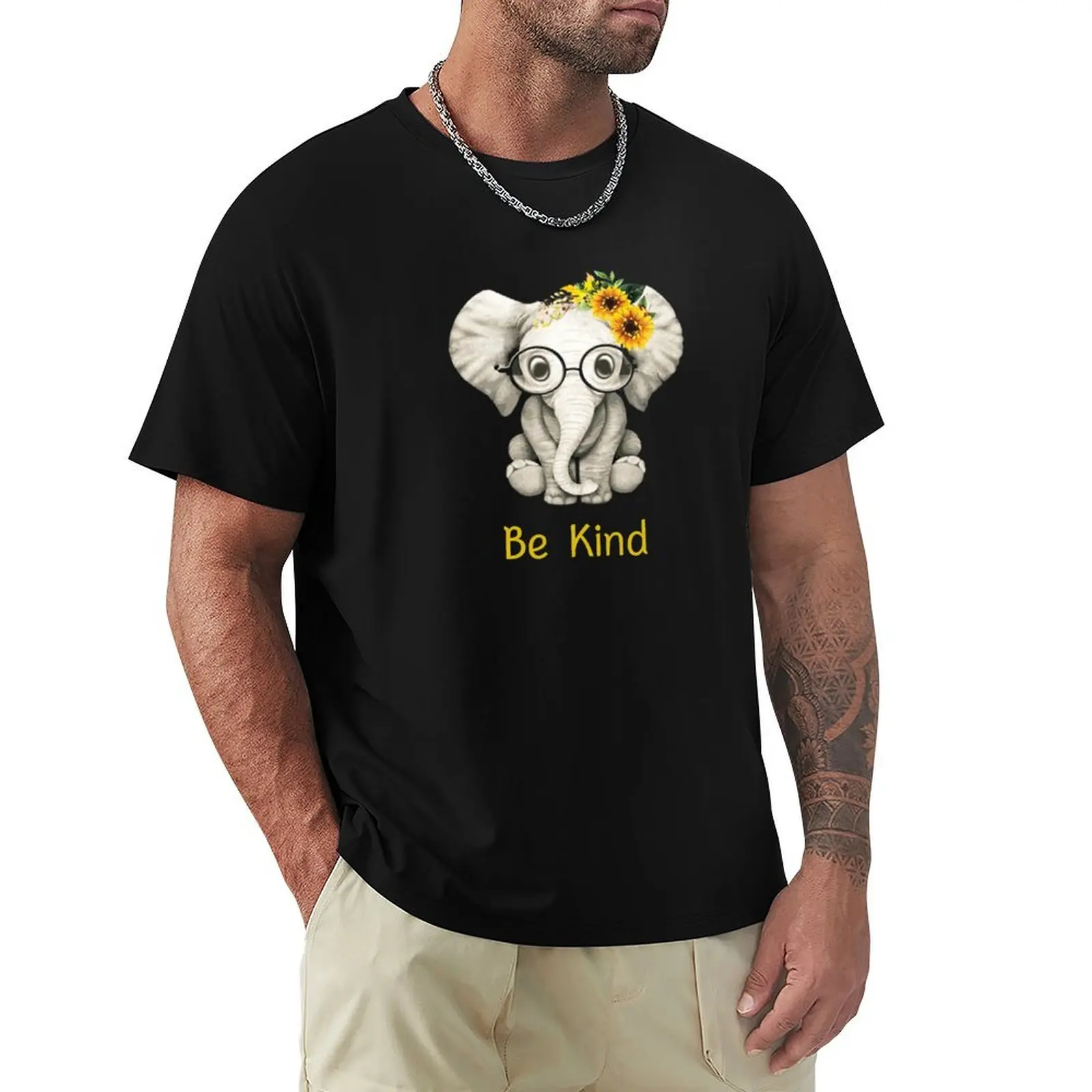 

Sunflower Elephant - Be Kind T-shirt for a boy vintage mens champion t shirts
