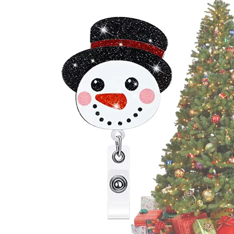 

Christmas Decor Keycard Holder Rotating Easy-Pull Buckle Light Weight Card Holder And Badge Holder Gift For Christmas