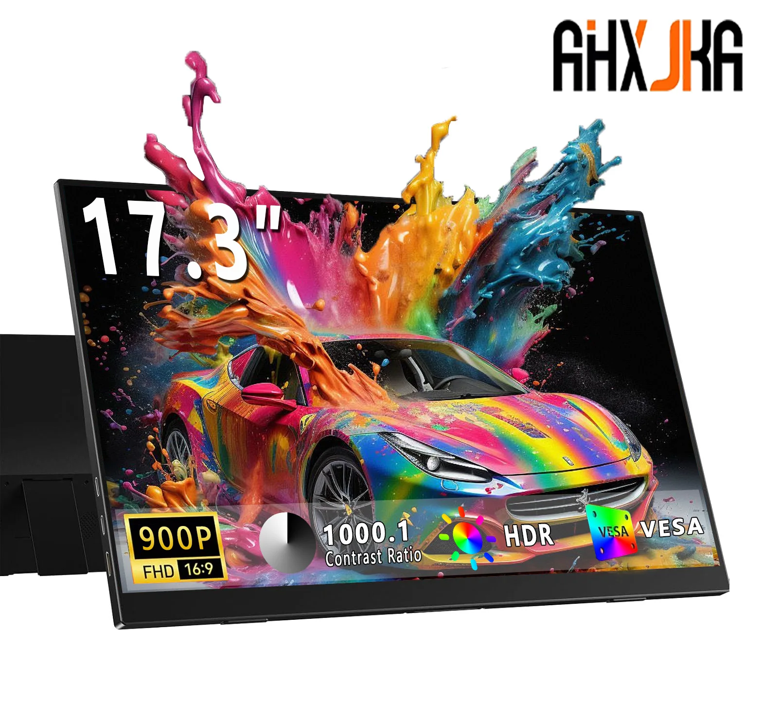 AHXJKA 17.3인치 휴대용 모니터 72%sRGB 1600*900P IPS(노트북 폰용 Type-C 미니 HDMI 포함) XBox PS4/5 Mac SwitchExtender