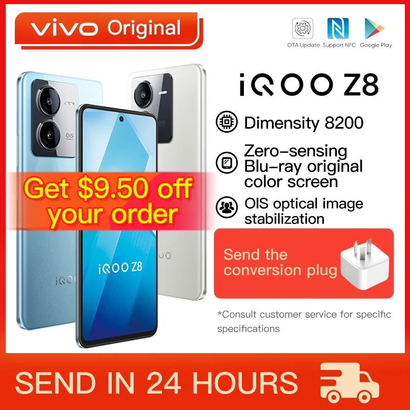  Original VIVO iQOO Z8 Mobile Phone 6.64 Inch LCD Dimensity 8200 Octa Core 120W SuperFlash Charge 64M Triple Camera NFC 