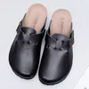 Unisex PU Leather Clogs Adjustable Buckle Slip On Cork Footbed Home Clog Slippers Mules Shoes 1