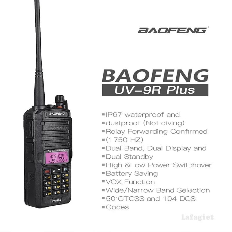 Waterproof Walkie Talkie IP68 Baofeng UV-9R Plus 10km High Power 10W Dual Band Two Way Radio UHF VHF Portable Ham Radio UV9RPLUS 2