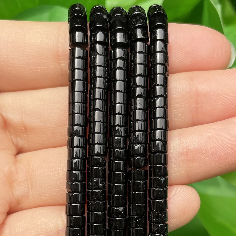 

4*2mm Natural Black Agates Stone Beads Wheel Rondelle Loose Spacer Beads for Jewelry DIY Making Bracelets Necklace Accessories