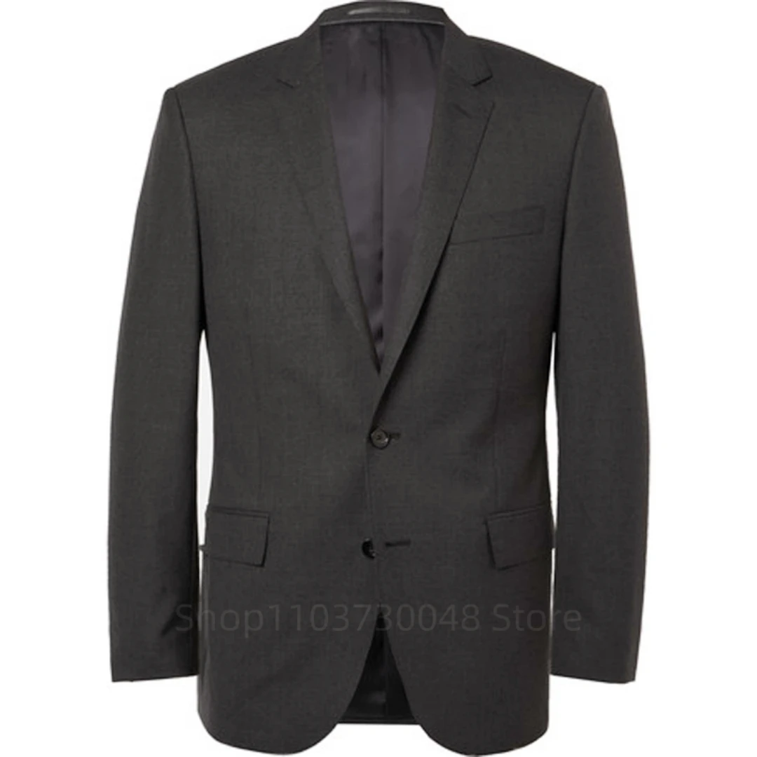 Gray/Black Wedding Men Suits Blazer Business Groom Wear Tuxedo Jacket Formal Costume Homme Party Prom Double Breasted Coat