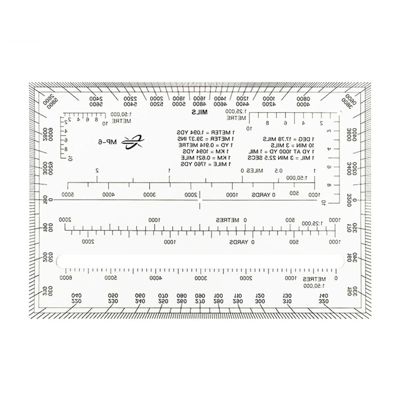 Military Protractor Coordinate Scale Map Clear Reading and Land Navigations Topographical Map Scale for Engineering