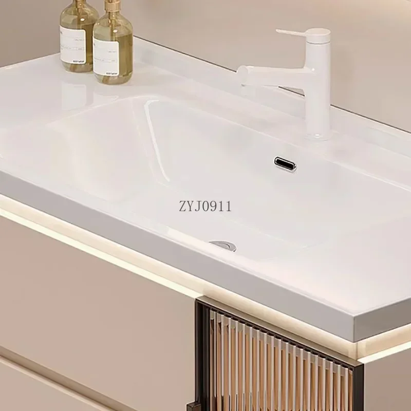 *Cream Style Bathroom Cabinet Combination Modern Minimalist Ceramic Integrated Basin Washbasin Smart Face Set YX50BC