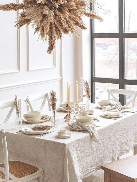 Nappe moderne en lin 100% coton, décoration de maison, nappe de décoration de mariage 1