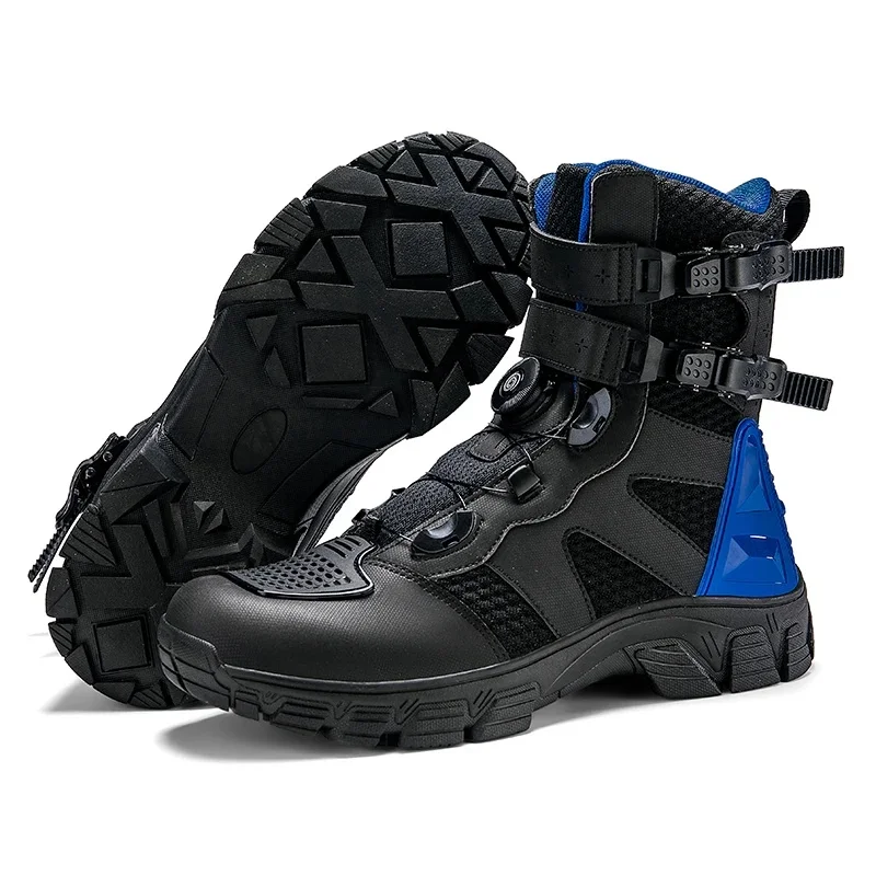 Vintage Motorcycle Boots Men Women Casual Motorcycle Shoes Black Touring Biker Boots Anti-slip Motocross Wear-resisting
