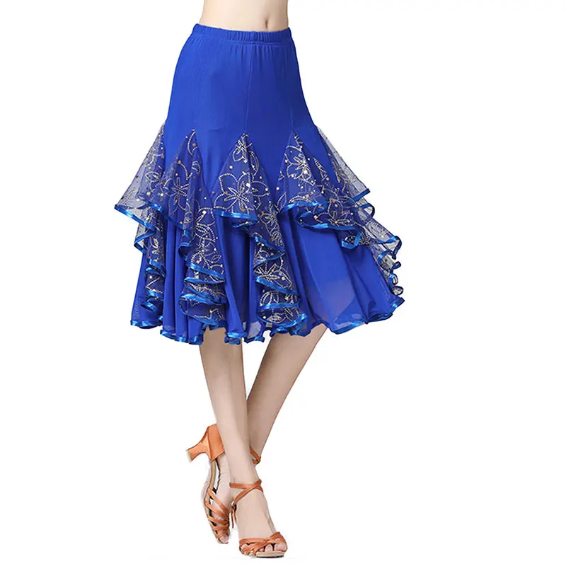 

Modern Dance Skirts For Women Latin Tango Dancing Skirt National Standard Waltz Flamenco Competition Ballroom Dance Costumes