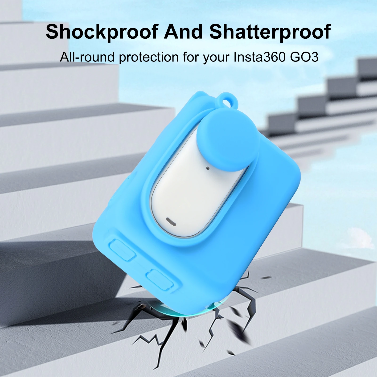 PULUZ For Insta360 GO 3 Camera Charging Case Silicone Case with Lens Cap & Strap