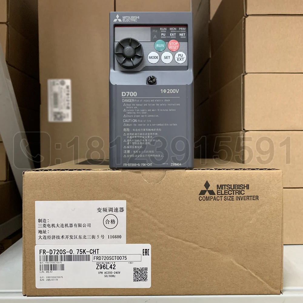 NEW MITSUBISHI FR-D720S-0.4K-CHT 1PH 0.4KW AC200-240V 