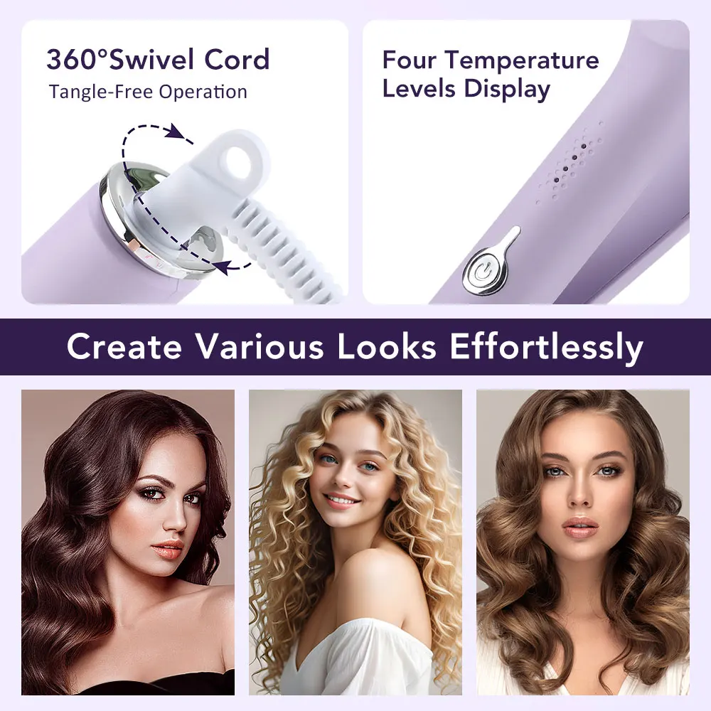 32MM Wave Hair Curler Egg Roll 4 Adjustable Temperature Fast Heating Hair Curling Iron Styling Tool with Anti-Scald Hair Crimper