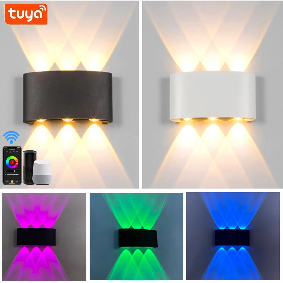 Smart RGB Outdoor Light,2700K-6500K Ambience Wall Sconce Color Changing,WiFi App Control Up Down Lights,Works with Alexa Google