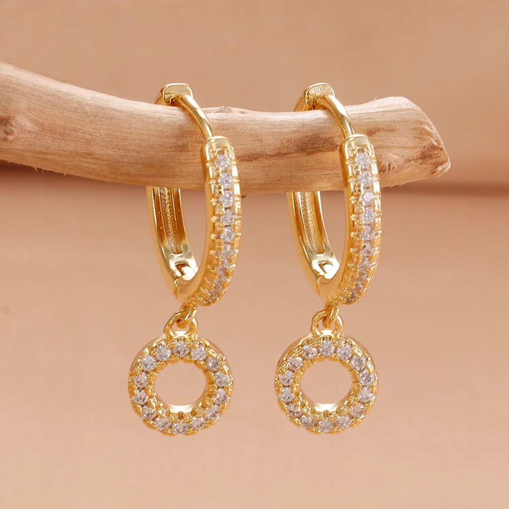 Nidin Hot Sale Initial A-Z Letters Mini Small Hoop Earrings Gold Color Zircon Jewelry Alphabet Fashion Christmas New Year Gift