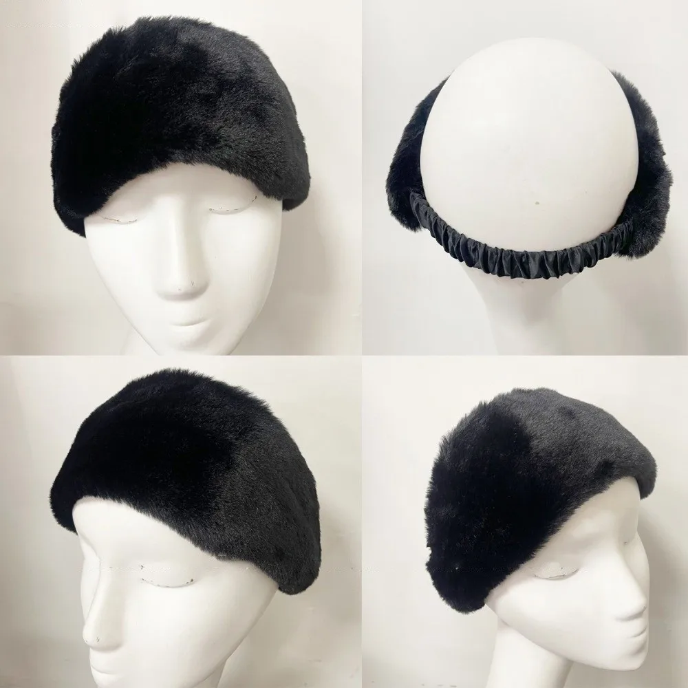 Fashion Wide Design Fluffy Headband Solid Color Elastic Hairbands Soft Imitation Fur Ear Warmer Headbands Daily Wear