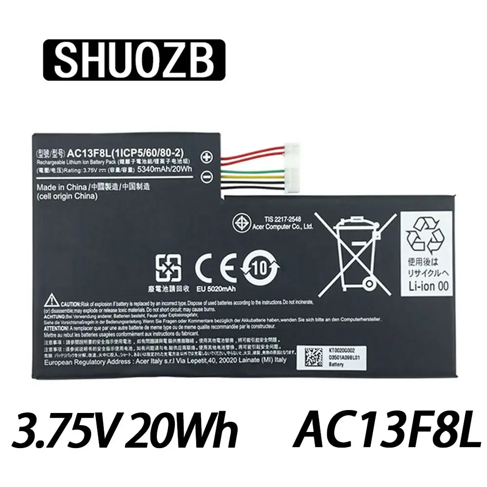 

SHUOZB AC13F8L Laptop Battery For Acer Iconia Tab W4 A1-810 A1-811 A1-A810 W4-820 W4-820P AC13F3L 3.75V 20Wh Free Tools