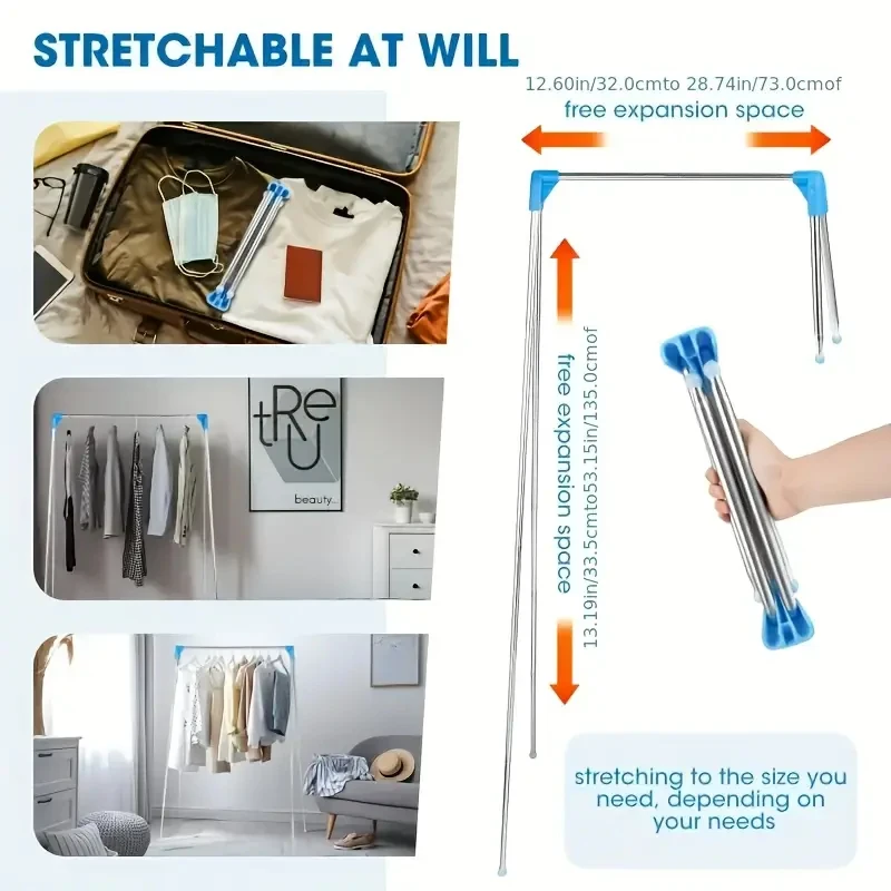 Foldable Clothes Drying Rack Floor Stand Stainless Steel Portable Travel Garment Rack Retractable Household Outdoor 빨래건조대 ﻿행거 4
