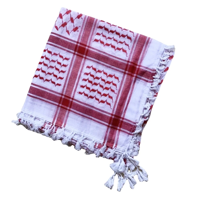 Religious Arab Adult Keffiyeh Headscarf Turban Jacquard Pattern Scarf Outdoor Headscarf for Male Daily Hair Accessory