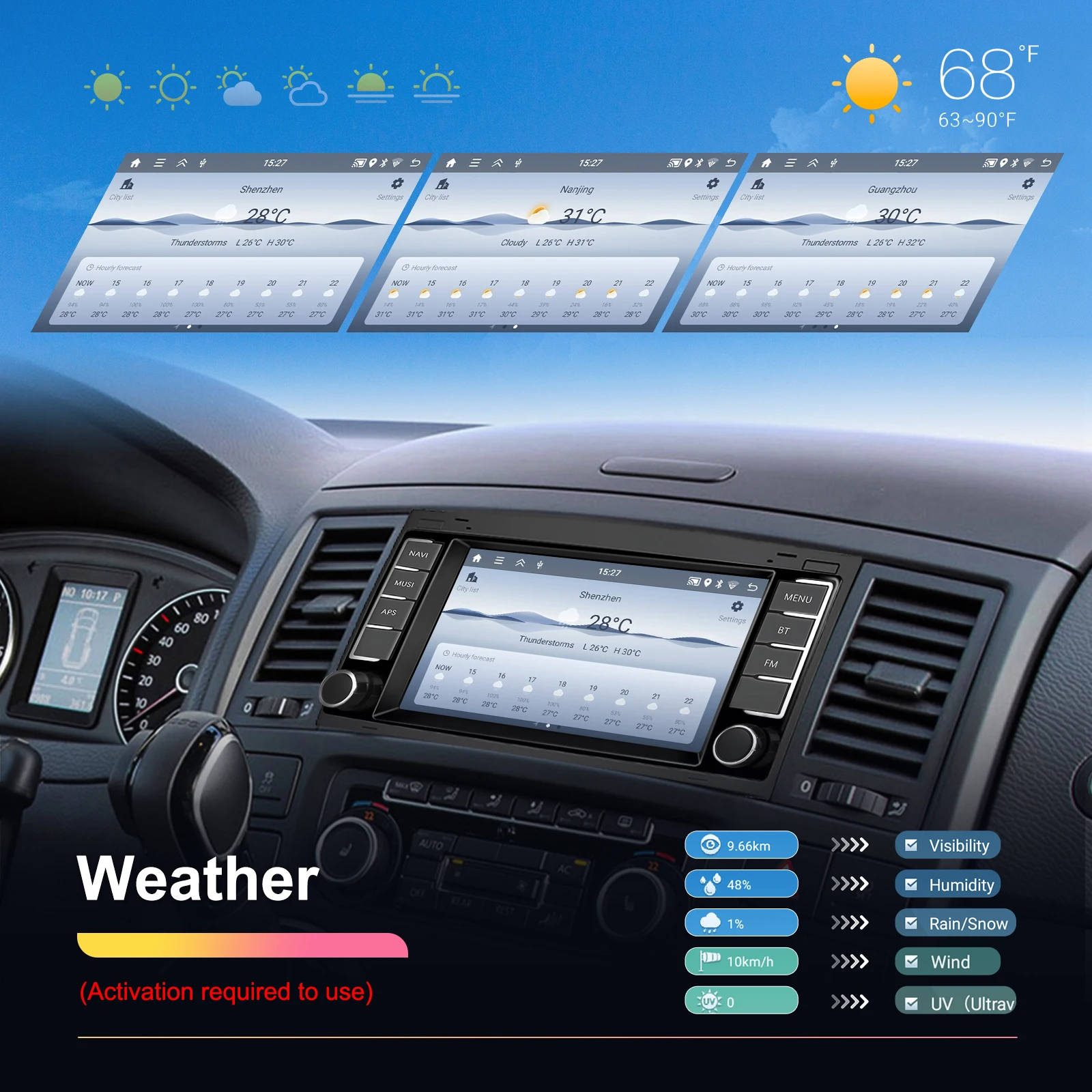 Podofo 4G LTE Android Autoradio GPS-Navigation Wireless Carplay Android Auto Multimedia-Player für VW Touareg/Transporter – Detail 14