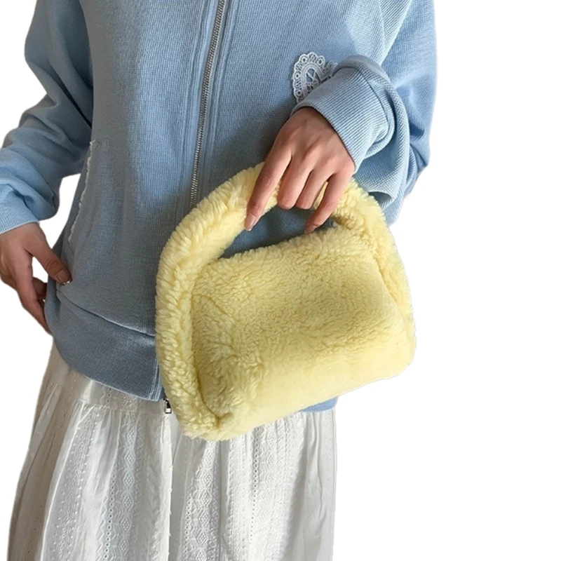 

Fashionable Candy Color Plush Handbag Tote Bag Phone Purse Great Gift Choice