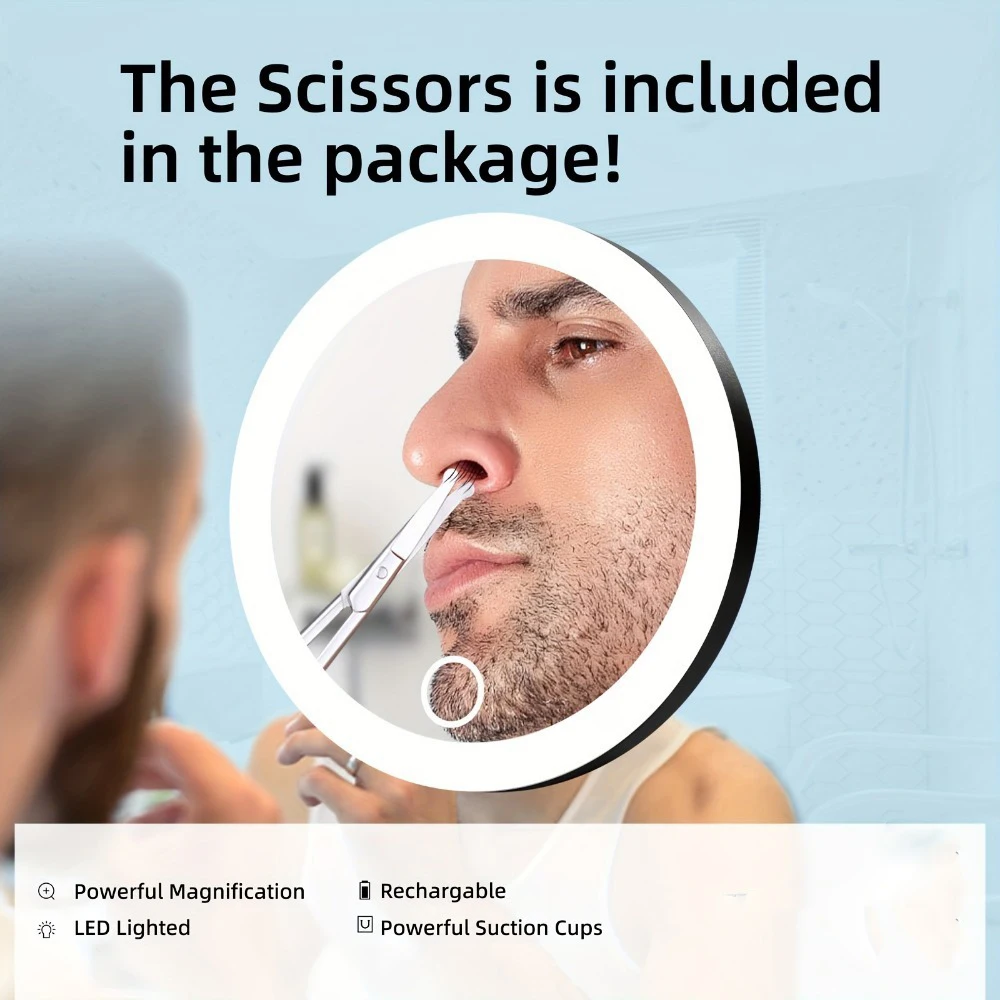 라이트 업 돋보기 10x led 20x 30x 이동식 흡입 컵 면도 usb 충전식 6 인치 가방 거울 빈티지