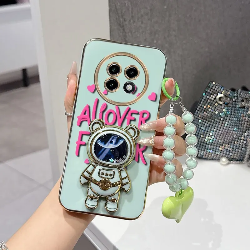 Floral Fan Design Phone Case Bundle with Lanyard and Stand