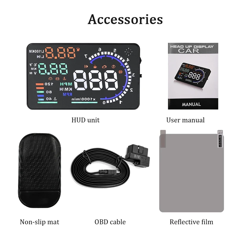 HUD OBD2  ÷, ڵ  ӵ,   ,  溸, A8, 5.5 ġ