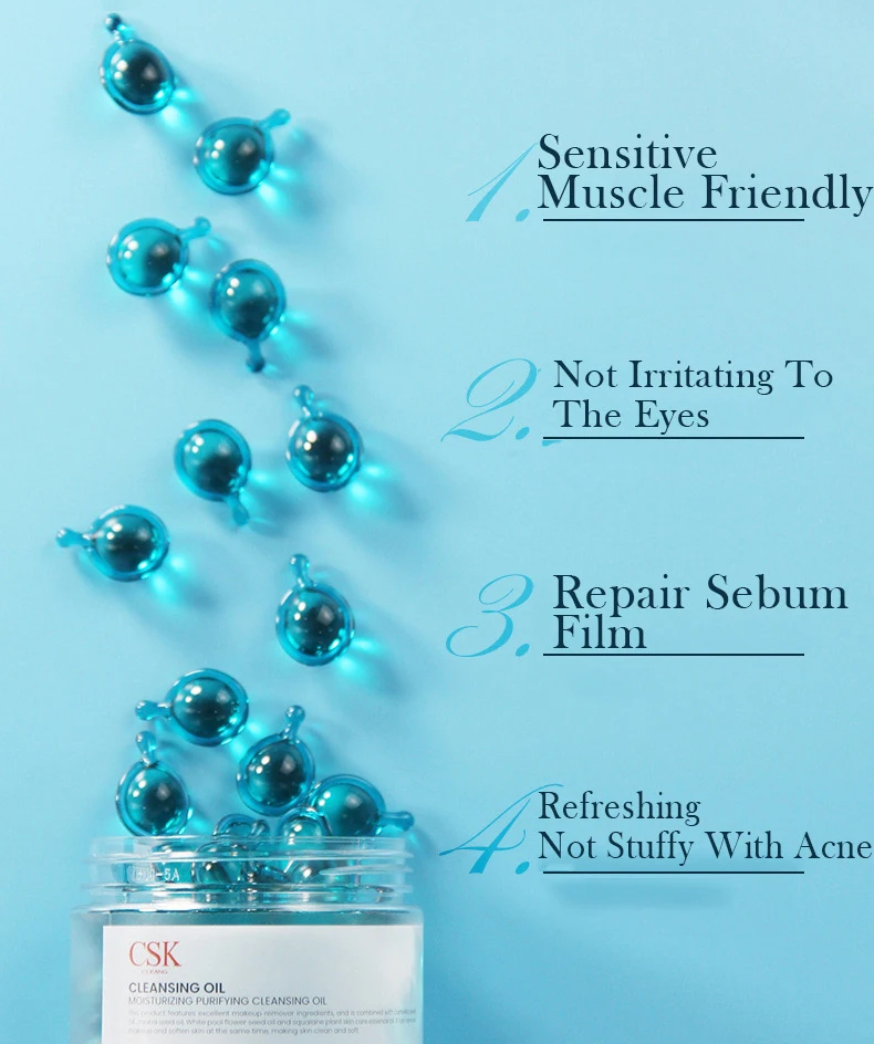 50pcs Cleansing Oil Camellia Secondary Throw Makeup Remover Oil Deep Cleaning Travel Portable Single Makeup Remover Oil capsules 6