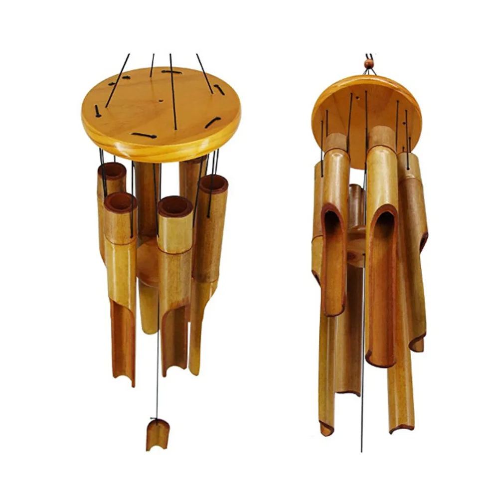Carillon en Bambou Naturel Fait Main – 6 Tubes Moyens Déco Artisanale main image 1