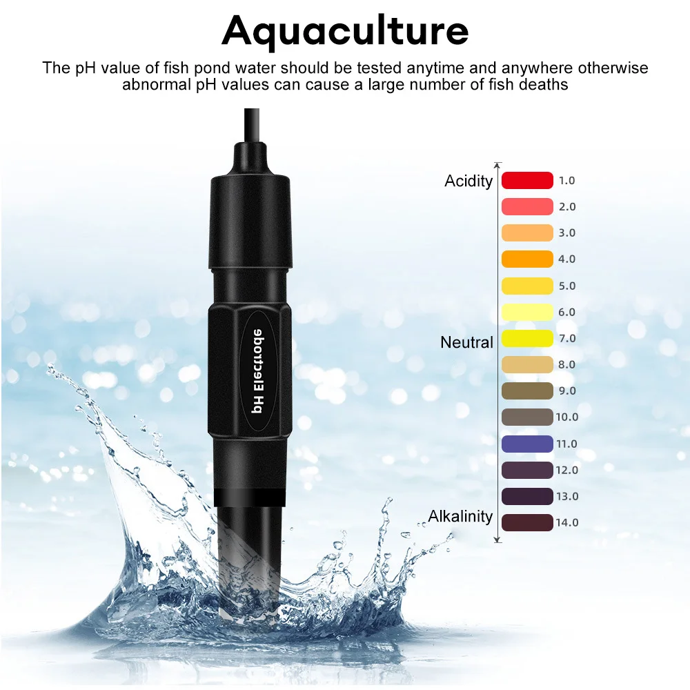 Universal pH Electrode Probe with BNC Connector for Aquariums and Hydroponics